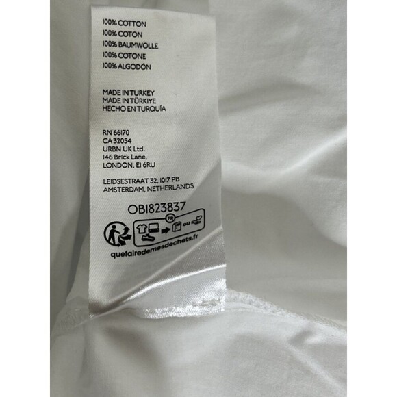 Maeve White Midi Dress Flutter Sleeves V Neckline Empire Waist Romantic Size L - Picture 9 of 9